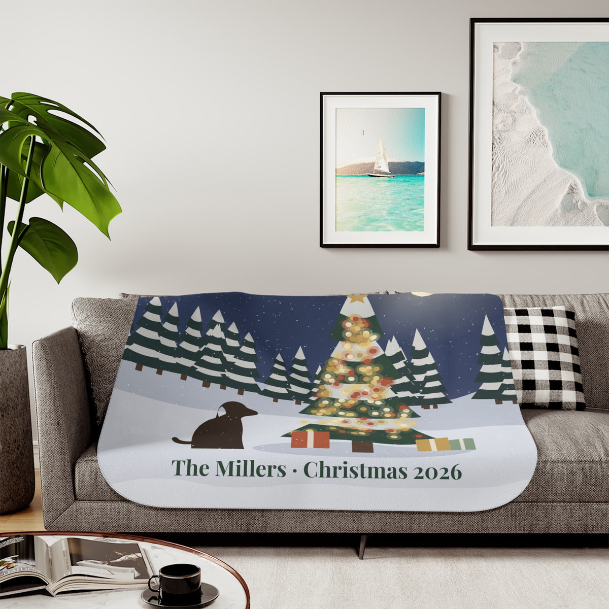 Personalized Sherpa Photo Blanket – Custom Picture Throw with Name