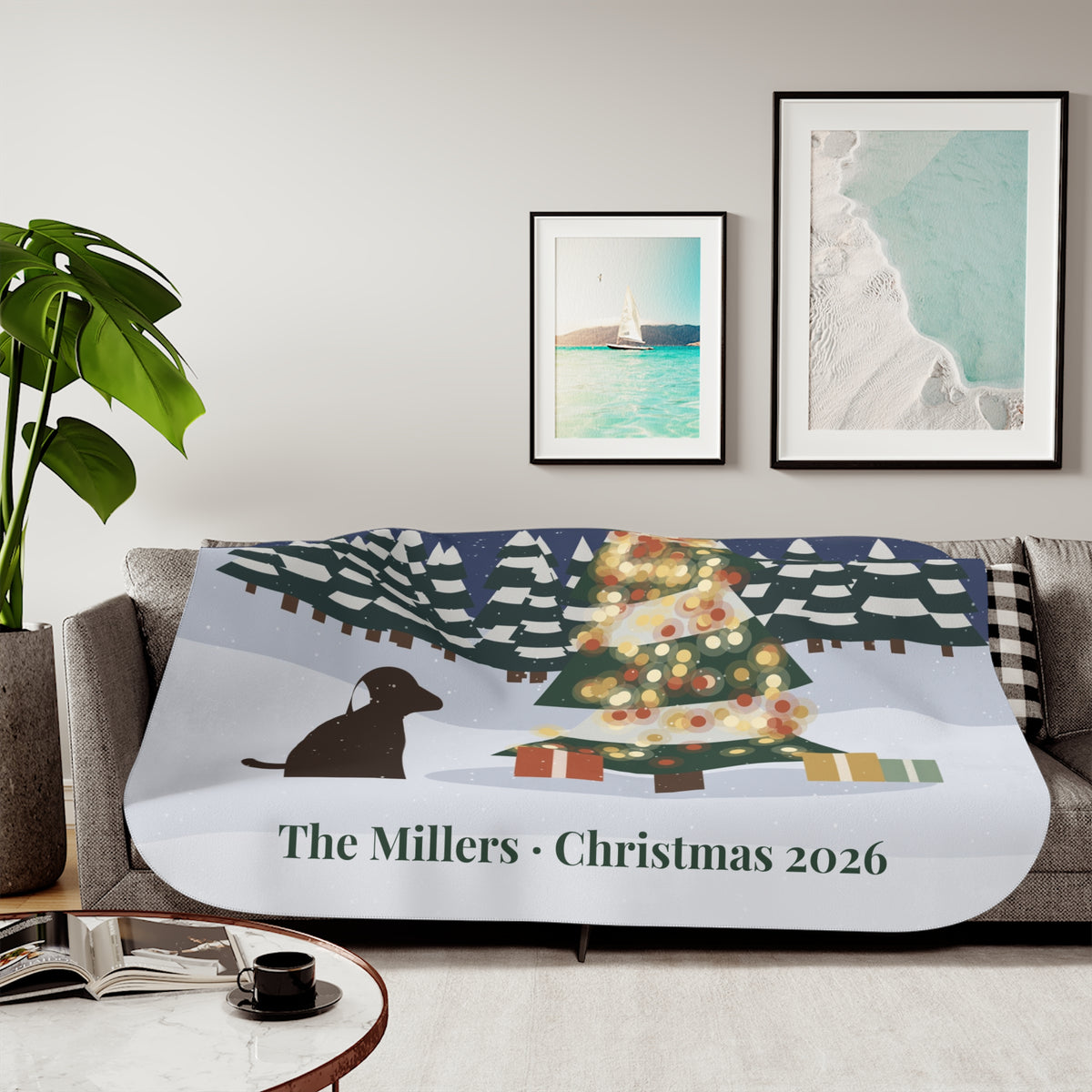 Personalized Sherpa Photo Blanket – Custom Picture Throw with Name