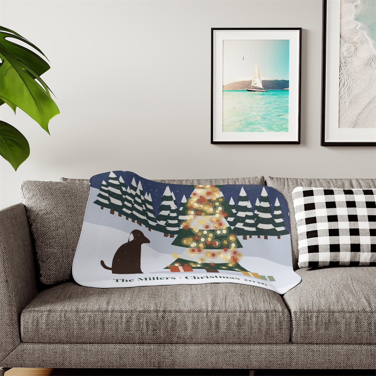 Personalized Sherpa Photo Blanket – Custom Picture Throw with Name